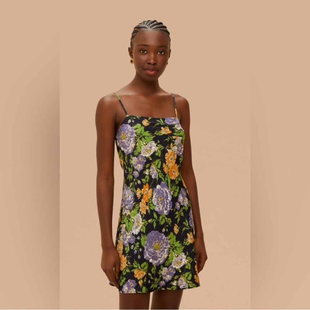 Farm Rio Capri Floral Black Sleeveless Mini Dress